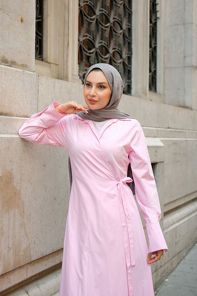LOCCO Γυναικείο φόρεμα Poplin Side Tie Pink