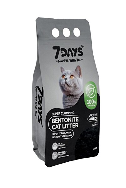 7DAYS Süper Topaklanan Active Karbonlu Bentonit 10 Lt Kedi Kumu