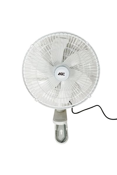 AGC 11-Inch Oscillating Clip Fan 24V DC with Adjustable Tilt, Clamp Mount, and 8ft Power Cord