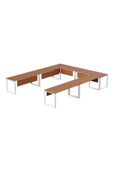 Mahmayi Vorm 136-14 U-Shaped Conference Meeting Table for Office - 12 Seater, Light Walnut