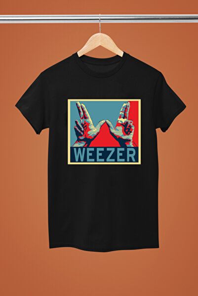 MAGORS تيشيرت روك من القطن بأكمام قصيرة ومطبوع من WEEZER