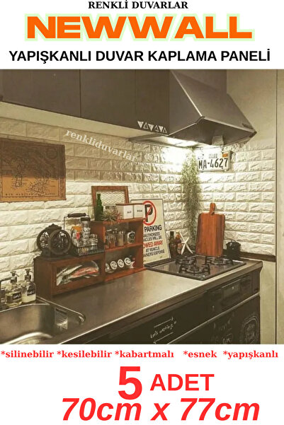 Renkli Duvarlar 5 Adet 2,5 M2 Tezgah Arası 3d Kendinden Yapışkanlı Esnek Sünger Tuğla Duvar Kaplama Paneli Duvar Kağ