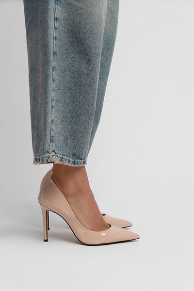 NİŞANTAŞI SHOES Vanessa Ten Pantof cu Toc Subțire Piele Ecologică 10 cm Vârf Ascuțit Stiletto Femei