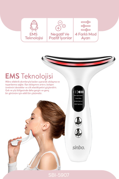 Sinbo SBI-5907 Yüz ve Boyun Masaj Cihazı | Kolajen Destekli Cilt Bakımı