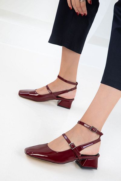 SOHO Burgundy Patent Leather Women's Classic Heeled Shoes 20809