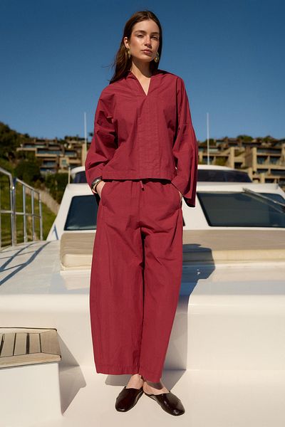 Trendyol Collection Burgundy Premium Fabric Blouse Pants Woven Bottom - Top Set Twoaw26Au00065