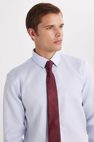 Tudors Синя риза Slim Fit, 100% памучна, екологична, без гладене, сертифицирана от Ekotex, без гладене