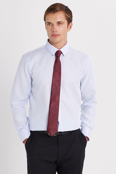 Tudors Синя риза Slim Fit, 100% памучна, екологична, без гладене, сертифицирана от Ekotex, без гладене