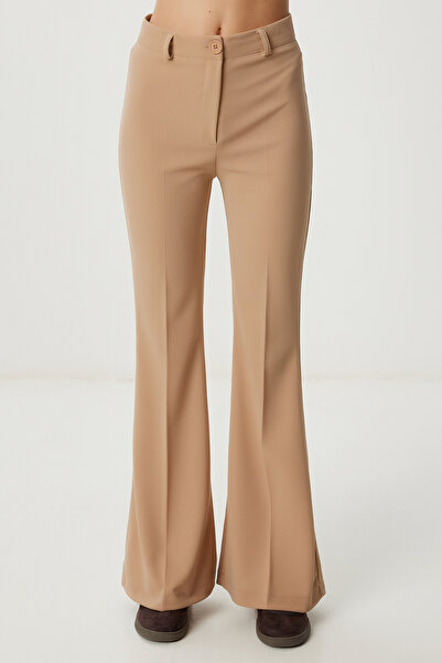 Happiness İstanbul Women's Biscuit Spanish Leg Woven Pants Yp00121