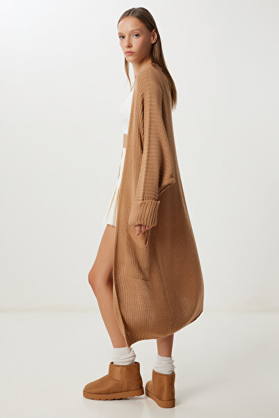 Happiness İstanbul Women's Biscuit Pocket Long Knitwear Cardigan Yg00108