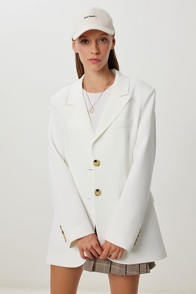 Happiness İstanbul Γυναικείο Ecru Padded Oversize Υφαντό Μπουφάν KT00028