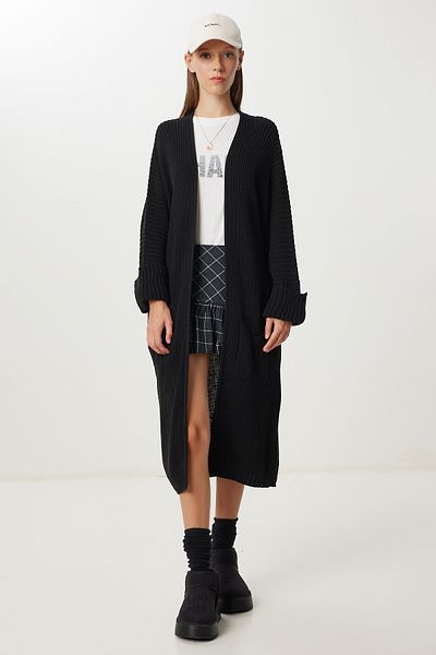 Happiness İstanbul Women's Black Pocketed Long Knitwear Cardigan Yg00108