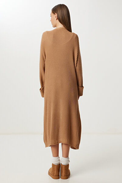 Happiness İstanbul Women's Biscuit Pocket Long Knitwear Cardigan Yg00108