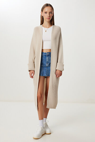 Happiness İstanbul Women's Stone Pocket Long Knitwear Cardigan Yg00108