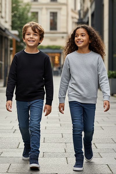 TRENDYOLKIDS Hanorac tricotat unisex de bază, negru-gri, 2 piese, cu gâtul turn, TKDAW25SW00000
