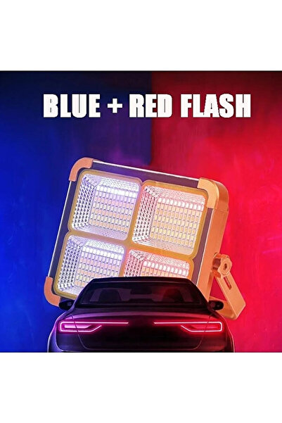 Cata Unichrome Güneş Enerjili Solar 200w Watt Led Projektör Taşınabilir Sarı Beyaz Ve Çakar Işık Lamba