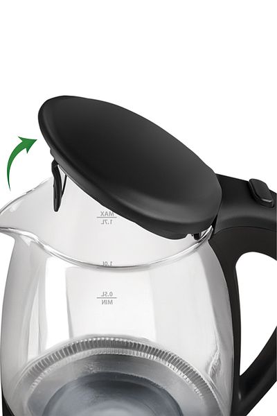 Kiwi Kk3328 غلاية زجاجية لسخان المياه باللون الأسود