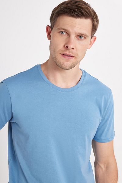 Tudors Унисекс тениска Slim Fit 100% памук, мека текстура, синя тениска с кръгло деколте