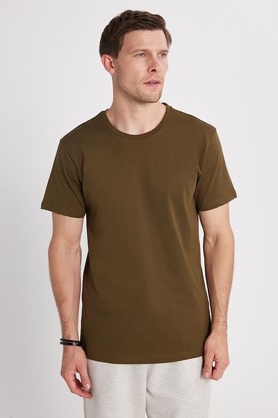 Tudors Tricou unisex slim fit, 100% bumbac, cu textura moale, kaki