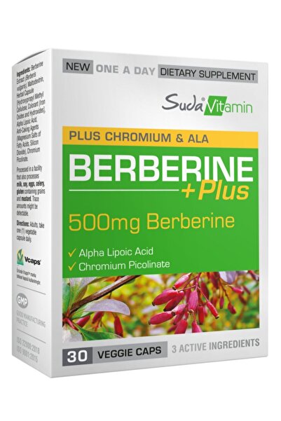 Suda Vitamin Berberine Plus Karamuk Ekstresi, Alfa Lipoik Asit ve Krom İçeren Takviye, 30 Bitkisel Kapsül