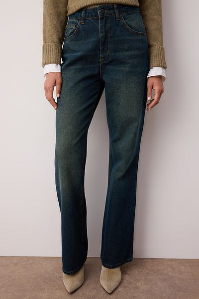 Trendyol Collection Темно-сині джинси з високою талією та широкими штанинами TWOAW25JE00095