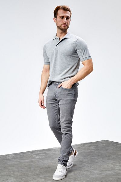 HLT JEANS Pantaloni pentru bărbați, gri, slim fit, din denim din Lycra Hlthe001942