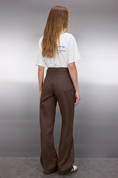 Trendyol Collection Ψηλόμεσο καφέ φαρδύ τζιν - TWOAW25JE00233