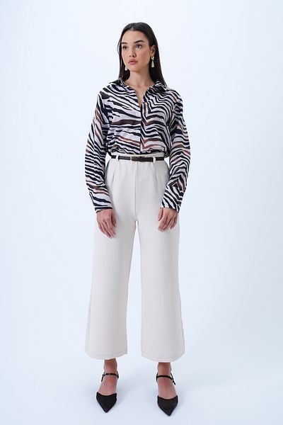 Trend Alaçatı Stili Women's Cream Belt Detailed Hidden Zipper Pencil Woven Trousers Alc-X14323