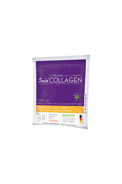 Suda Collagen المرخصة Type1 و3 كولاجين + بروبيوتيك + حمض الهيالورونيك + فيتامين C + البيوتين، الأناناس 10 جرام × 30 كيس