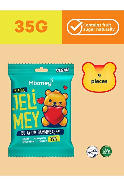 mixmey 6 Pieces X 35 g Jelimey Classic - Natural Gummy Bear Teddy Bear Without Gelatin