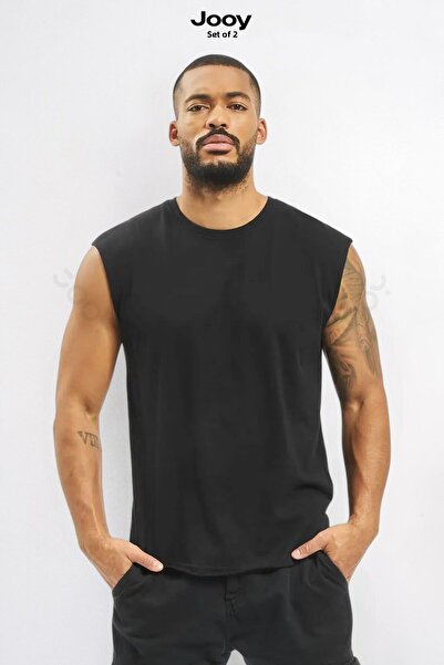 Jooy Σετ καμπάνιας 2 ανδρικών προπονητικών αθλητών αθλητών υπερμεγέθη αμάνικο μπλουζάκι
