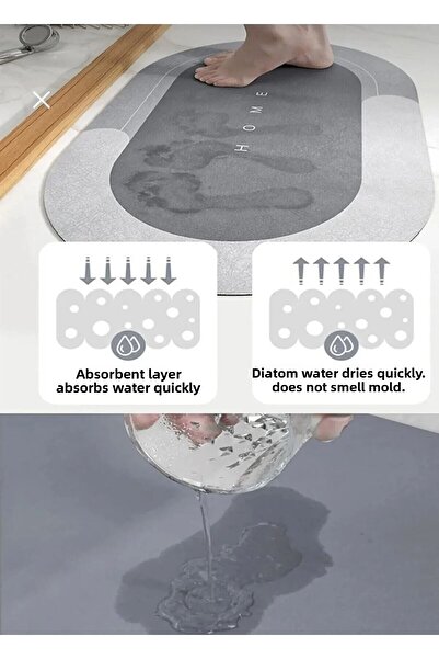 Amentes Magic Water Absorbent Bath Mat Ablution Mat with Non-Slip Base 3.5 Mm 40x60
