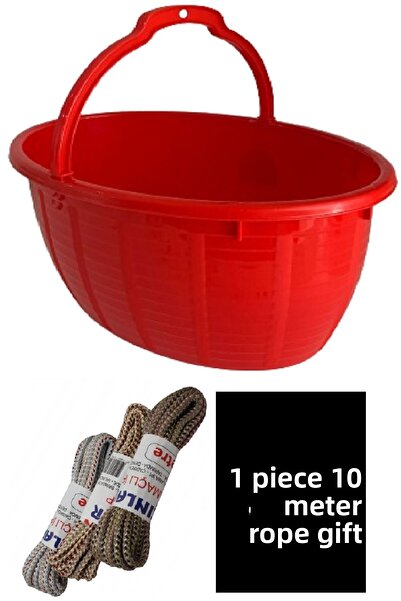 DEEMBRO New Balcony Basket - 14.5 Lt Oval + 1 Piece 10 Mt Rope Gift, Size = 41.5*29*19.5 cm Grocery Basket