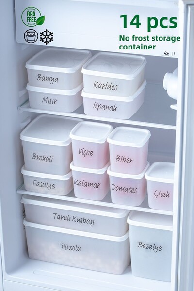 Porsima 14 Pieces Multi-Purpose with Labels -20°C Deep Freezer Food Food Food Storage Container Set