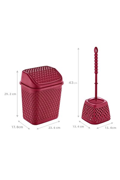 Smartware Red Katre - Trash Can and Toilet Brush