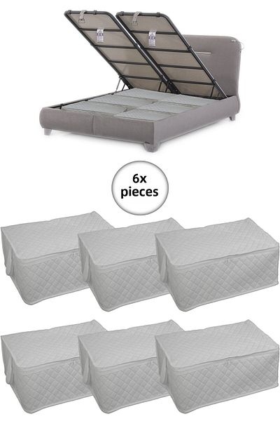 ADARYA HOME 6 Pieces Quilted under Base Storage 60X40X22 (White)