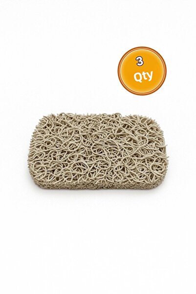 Valerine Life Gray Soap Dish Non-Slip Curly Fiber Textured Fast Drying Water Drain Soap Base 7X11Cm 3 Pieces