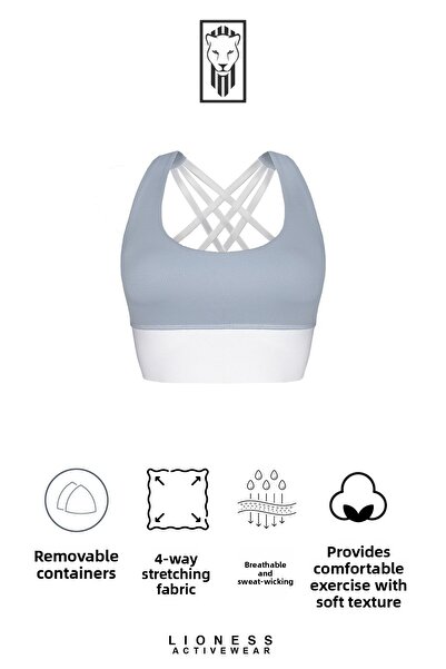 Lioness Activewear Sutien sport acoperit cu susținere înaltă liliac cu detaliu la spate