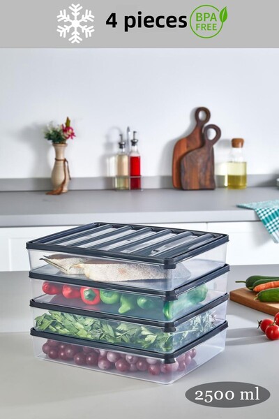 Livonelli 4 قطع 2500 مل حاوية تخزين الثلاجة، منظم الثلاجة، حاوية الميكروويف