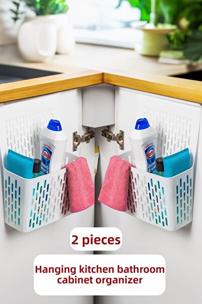 Porsima Org-52 Κρεμαστό 2 τεμαχίων Κουζίνας Μπάνιου Ντουλάπας Organizer Θήκη απορρυπαντικού - Λευκό