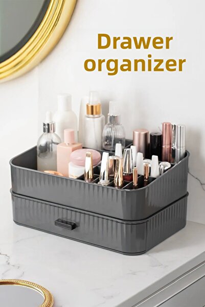 UFİX 2 Tiers Jewelry Makeup Organizer with Drawers Organizer Jewelry Box with Makeup Drawers