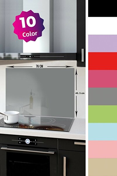 Decorita Glass Stove Back Protector| Solid Color - Gray| 49,5cm X 76cm