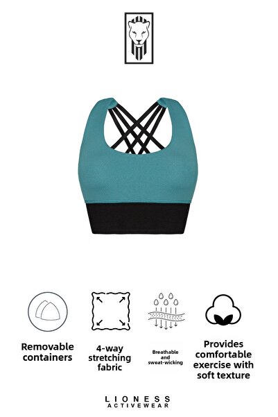 Lioness Activewear Green High Support Covered Sports Bra with Back Detail
