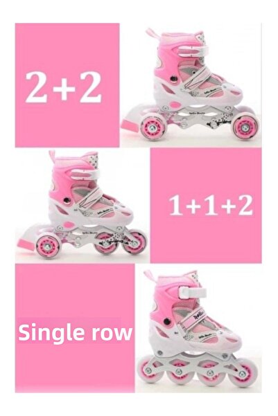 CAN Adjustable Lighted Roller Skates |   Dual Use Inline Skates Double Wheels Practice Mode Size 30-33