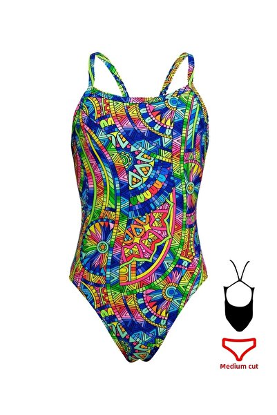 FUNKİTA Μαγιό προπόνησης για κορίτσια Funkita SS Spin The Bottle, με λεπτές τιράντες