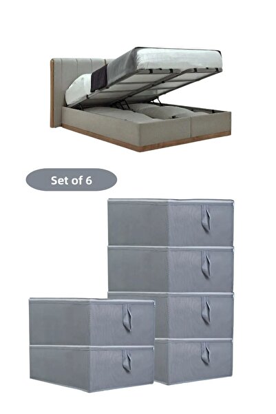 YEGGE مجموعة أنثراسايت مكونة من 6 قطع - وسادة من نوع أريكة السرير وقاعدة تخزي...