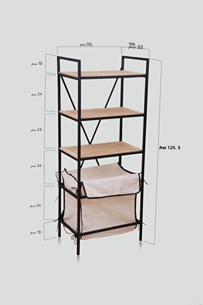 Mudesa Metal-wood Decorative 5-Shelf Laundry Basket Bathroom Organizer Towel Holder Soap Holder Multi-Purpose Shelf