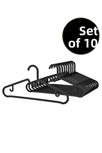 BabyLondy Clothes Hanger Scarf Hanger Shirt T-Shirt Hanger Unbreakable 10 Piece Set Black