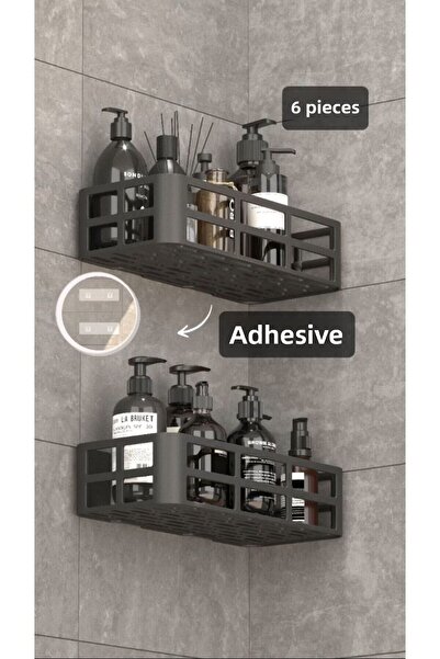 Bayev 6 Pieces Bathroom Organizer Θήκη σαμπουάν Σετ θήκης σαπουνιού Organizer ράφι ντους με αυτοκόλλητη κρεμάστρα