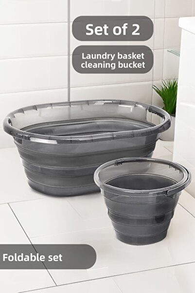 Meleni Home Σετ 2 τεμαχίων της σειράς Platinum: Πτυσσόμενο καλάθι ρούχων και ...